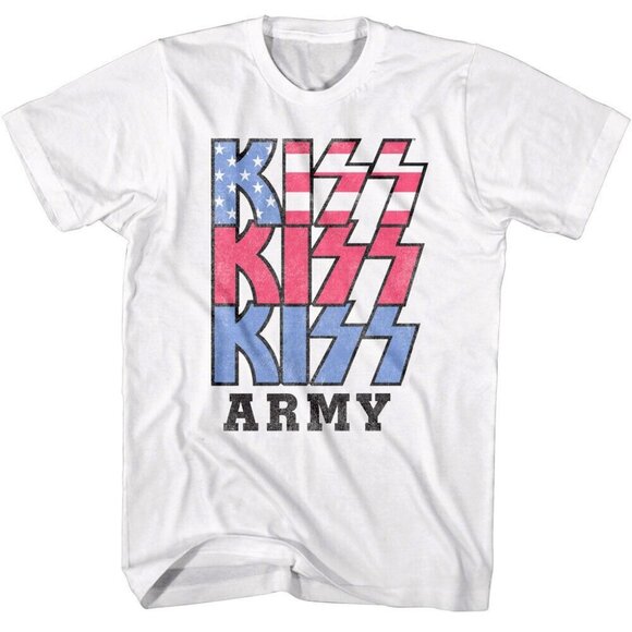 Kiss Army USA American Flag Glam Rock Band Album Tour Fan Graphic Streetwear 05 - Picture 1 of 5
